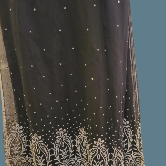 Jessica Howard Strapless Black w/Silver Applique/Sequins Evening/Cocktail Dress - Picture 3 of 5